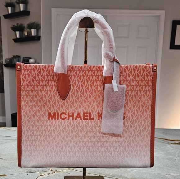 Michael Kors Mirella Ombre Coral and White Tote/Crossbody Bag NWT - Picture 5 of 16